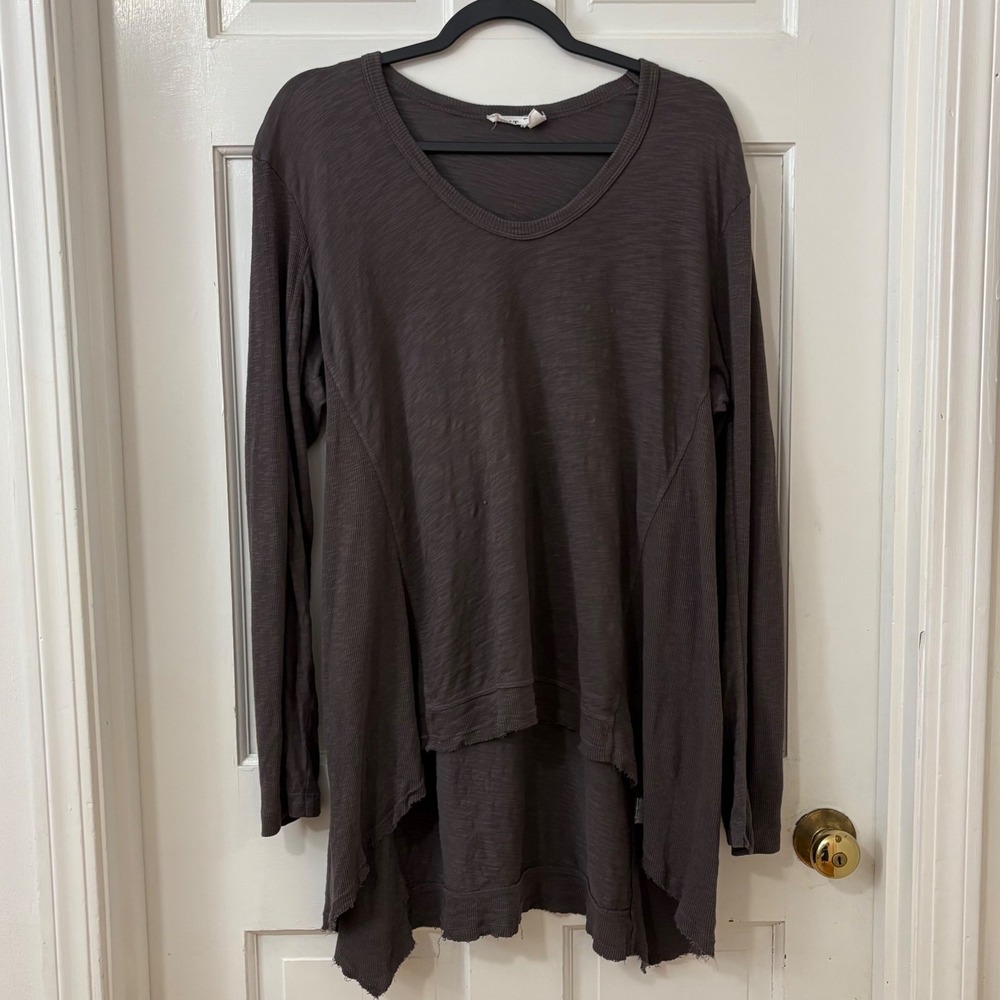 Wilt Oversize Tunic Top M Gray Cotton Slub High Low Grunge Minimalist  Boho